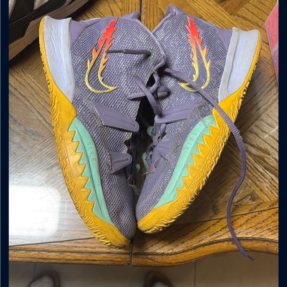 Colorful High-Top Sneakers with Flame Design